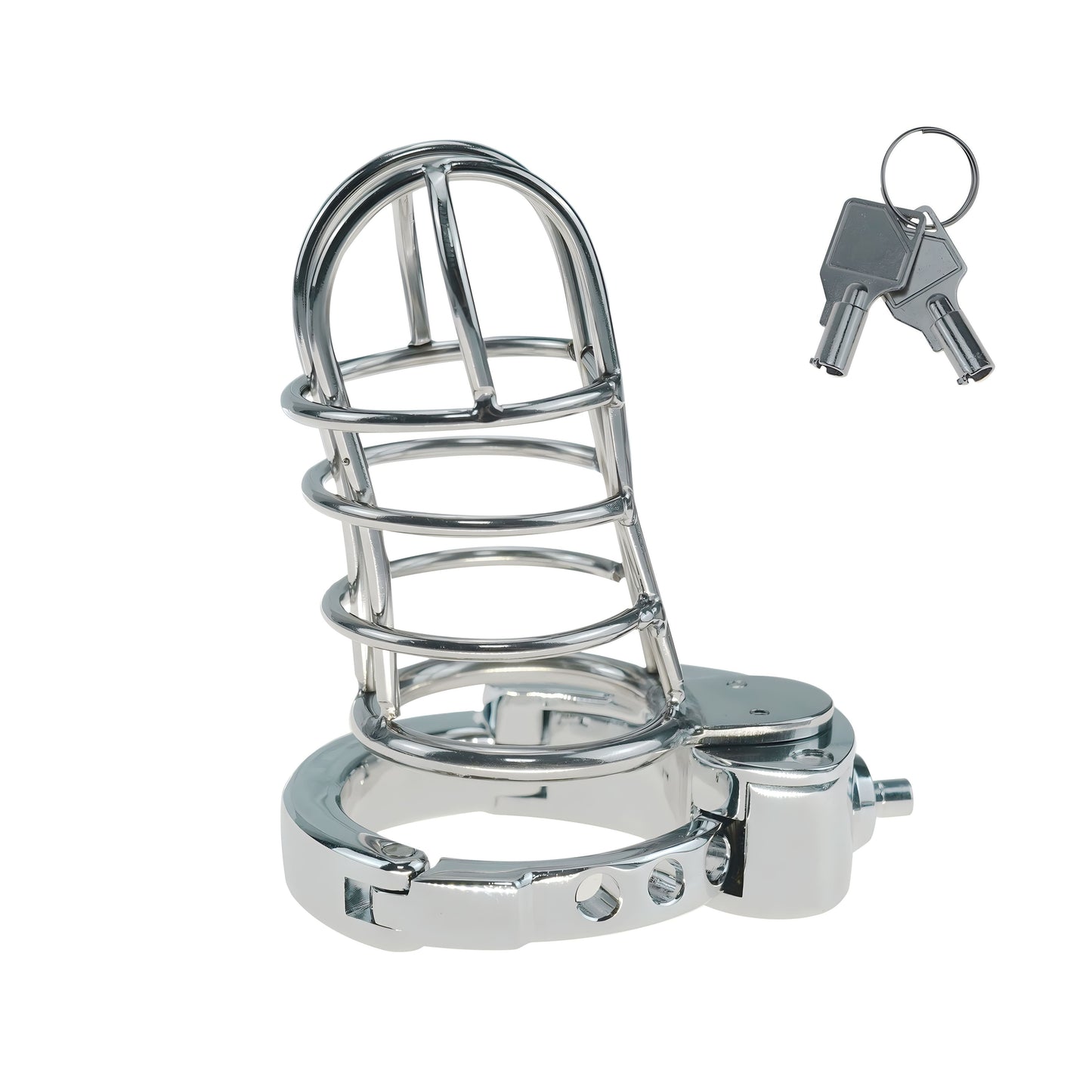 Large Metal Breathable Chastity Cage with Built-In Lock – Adjustable & Durable