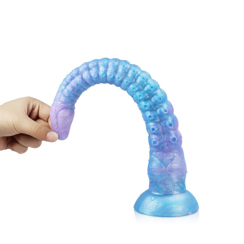 Consolador con tentáculo de pulpo que brilla en la oscuridad | Plug anal azul degradado y morado