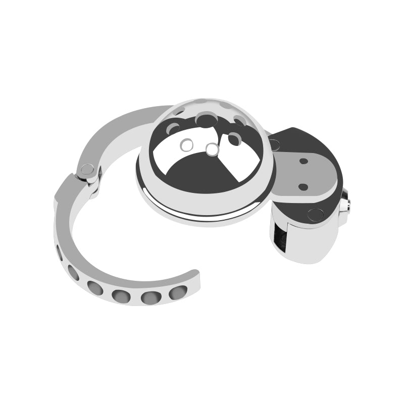 Metal Cock Chastity Cage with Invisible Button Lock – 6-Size Adjustable, Ventilated Flat-Style Chastity Device for Men
