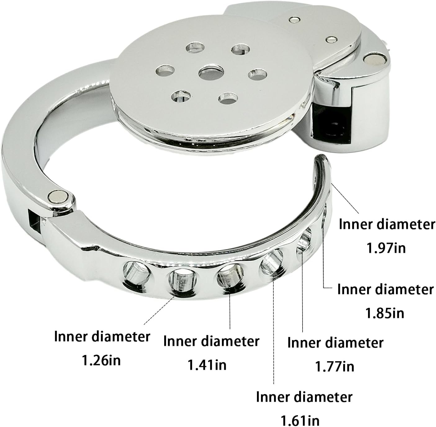 Jaula de castidad masculina de acero inoxidable de grado médico | Jaula ajustable para pene de 6 niveles (32-50 mm) | Juguete sexual BDSM para adultos para juegos de castidad y bondage