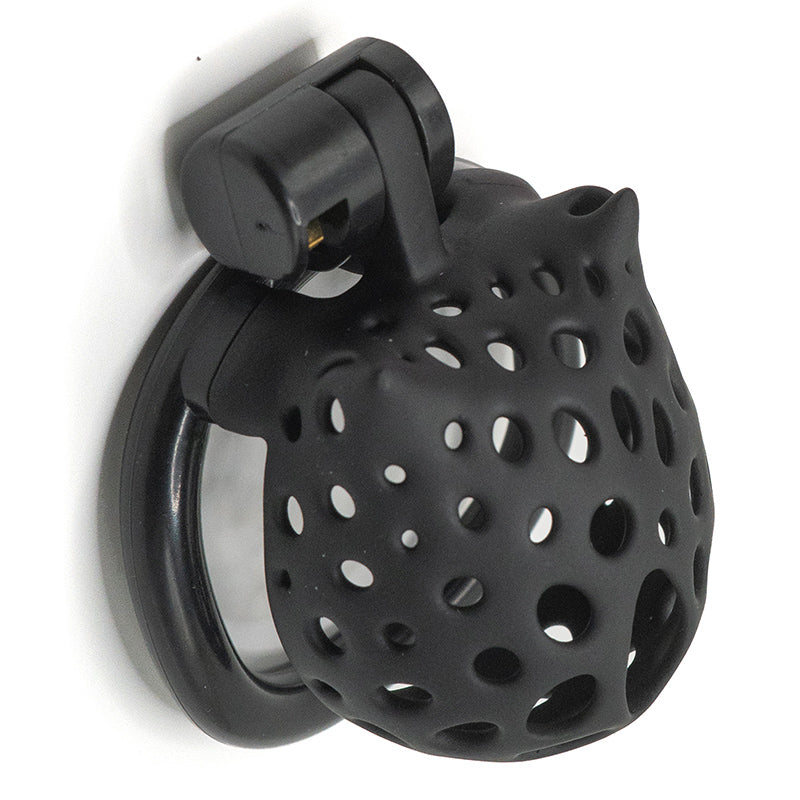Cat-Shaped Resin Chastity Cage – Lightweight (75g), Breathable, 4 Ring Sizes, Pink or Black