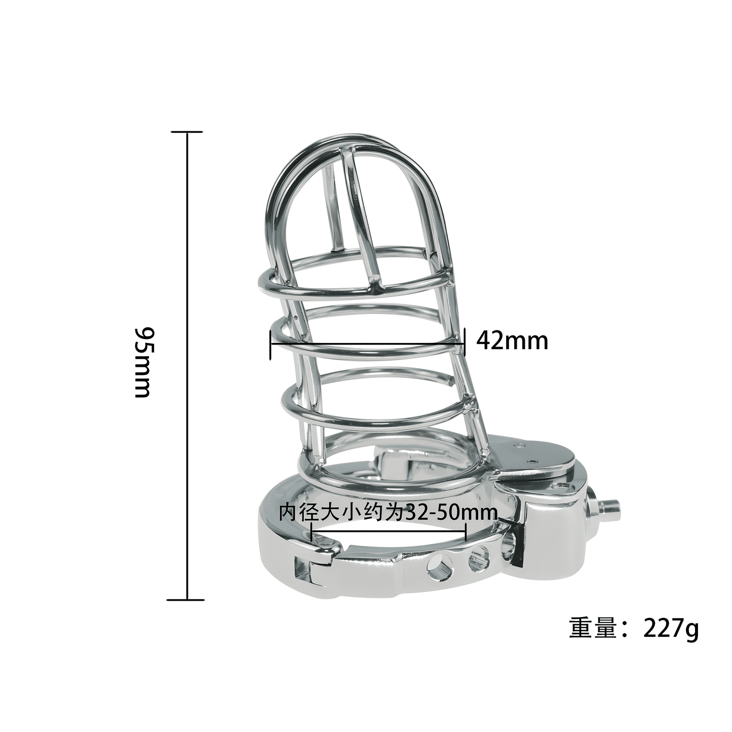 Large Metal Breathable Chastity Cage with Built-In Lock – Adjustable & Durable
