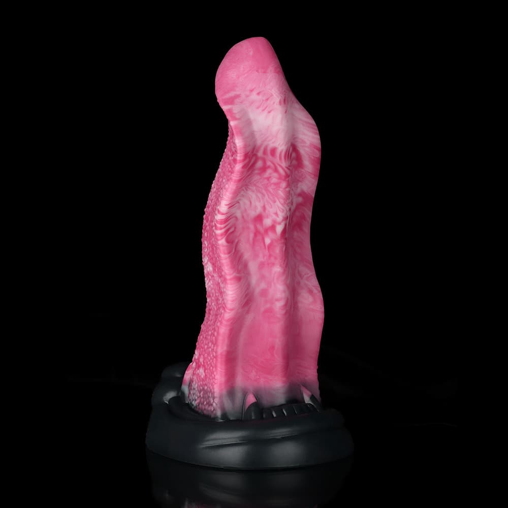 Wolf Tongue Rose Pink Fantasy Dildo – Textured Silicone Toy with Wide Base