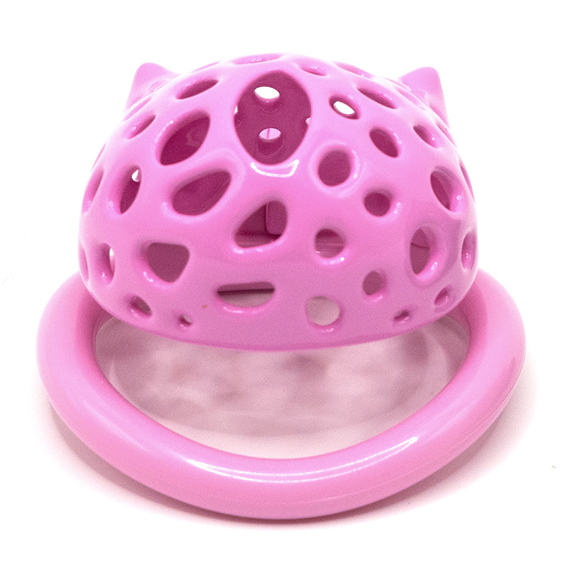 Cat-Shaped Resin Chastity Cage – Lightweight (75g), Breathable, 4 Ring Sizes, Pink or Black