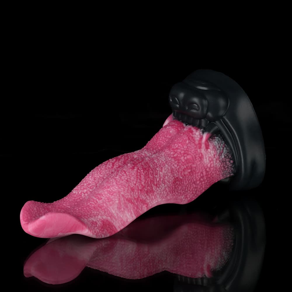 Wolf Tongue Rose Pink Fantasy Dildo – Textured Silicone Toy with Wide Base