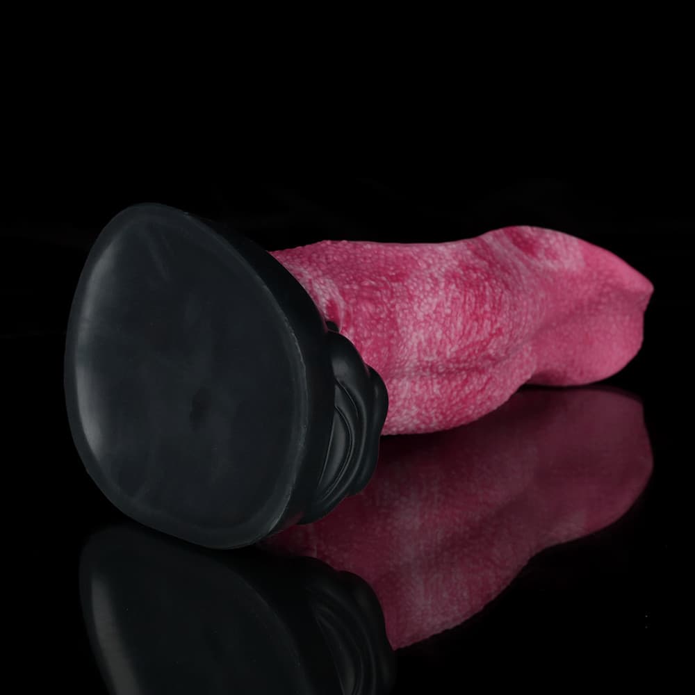 Wolf Tongue Rose Pink Fantasy Dildo – Textured Silicone Toy with Wide Base