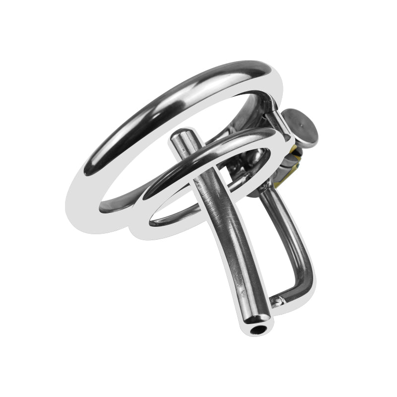 Metal Chastity Cage – Minimal Design with Urethral Tube