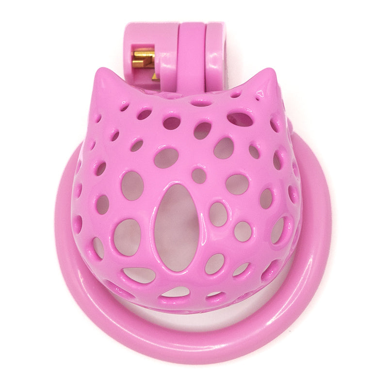 Cat-Shaped Resin Chastity Cage – Lightweight (75g), Breathable, 4 Ring Sizes, Pink or Black