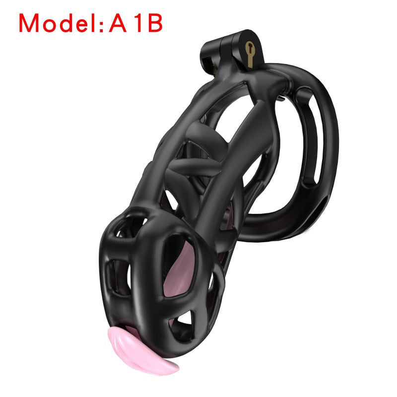 Black Viper Chastity Cage – 5 Sizes Available, Wearable Base Ring Design