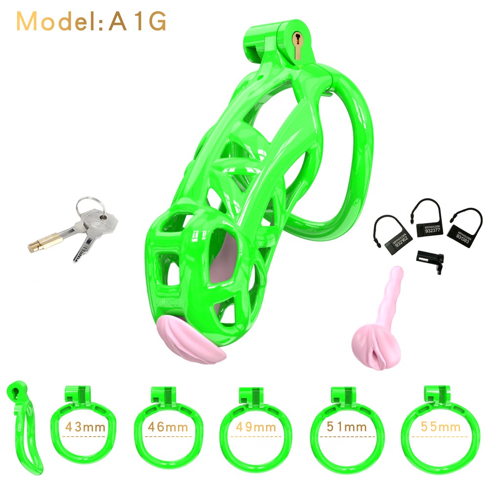 3D Printed Male Chastity Cage with Lock & 5 Rings – Resin Virginity Device for Men