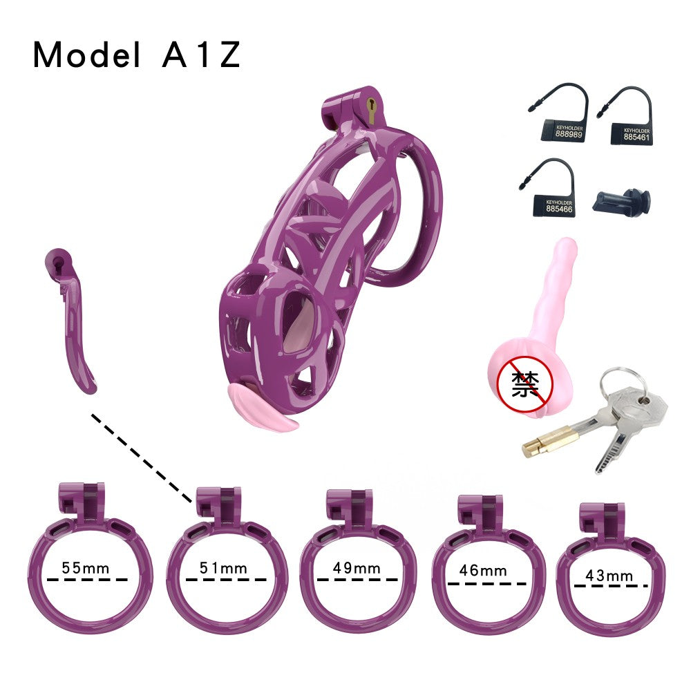 3D Printed Male Chastity Cage with Lock & 5 Rings – Resin Virginity Device for Men