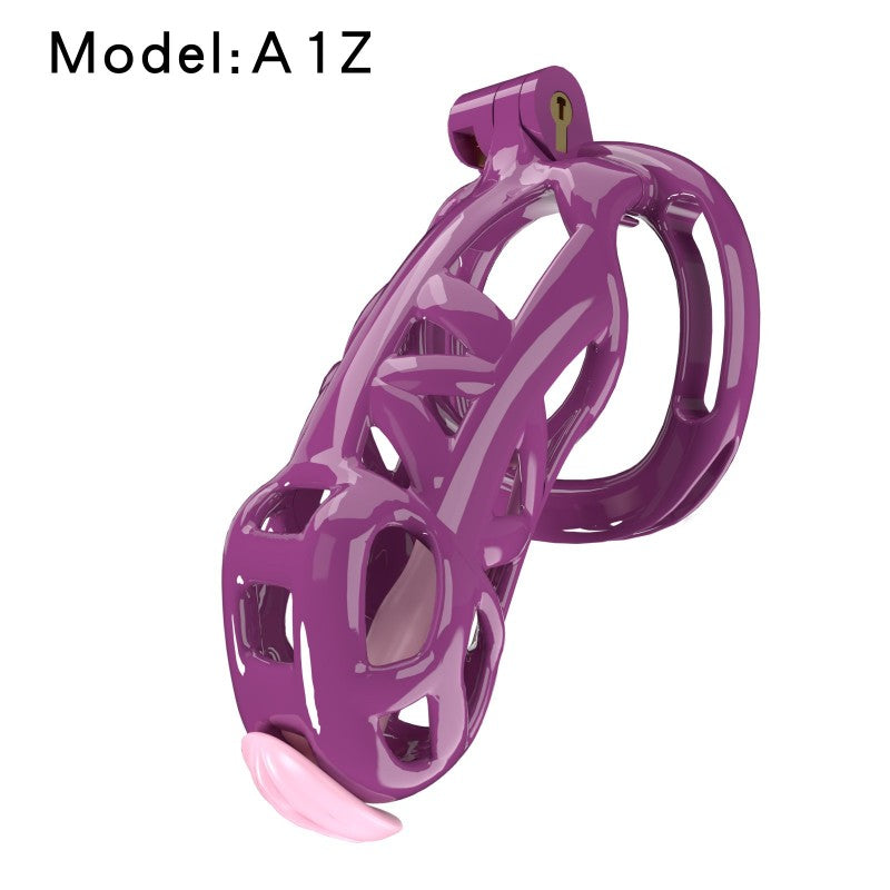 Purple Viper Chastity Cage – 5 Sizes, Wearable Base Ring, Sleek Snake Design