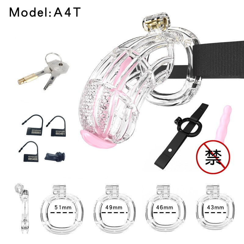 Honeycomb Obedient Chastity Cage – Lightweight Resin, 5 Ring Sizes, Built-in Lock & Strap-Designed Rings