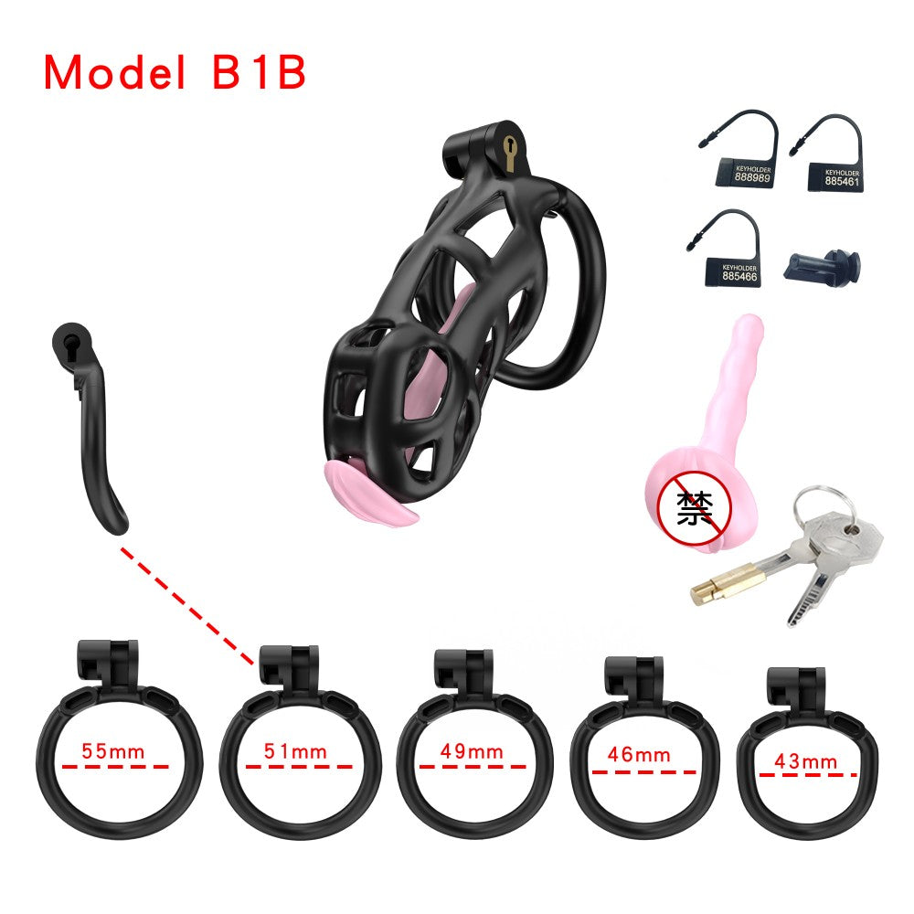 3D Printed Male Chastity Cage with Lock & 5 Rings – Resin Virginity Device for Men