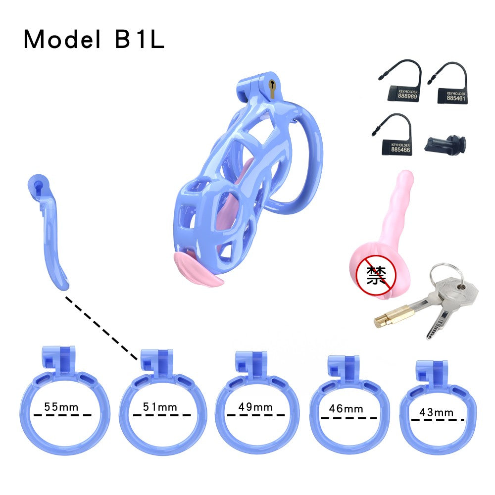 3D Printed Male Chastity Cage with Lock & 5 Rings – Resin Virginity Device for Men