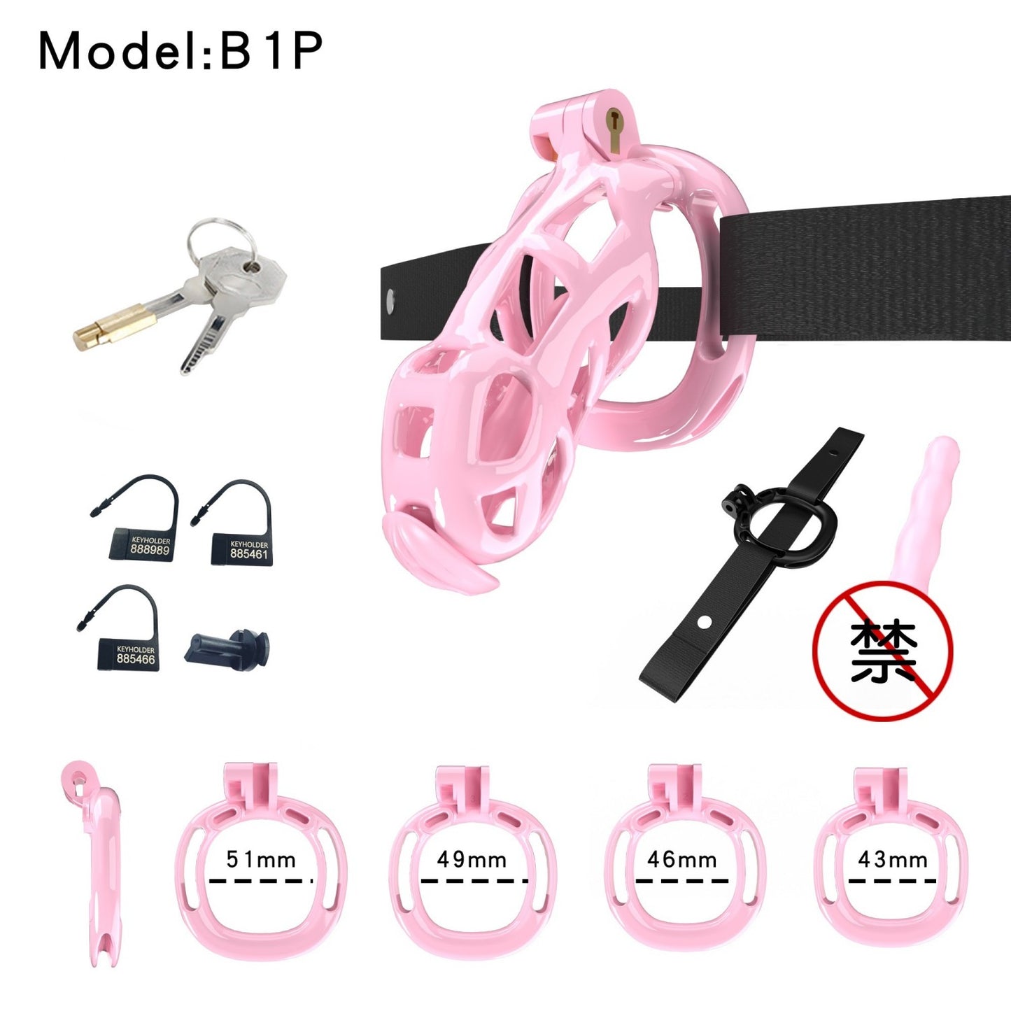 Pink Viper Chastity Cage – 5 Sizes Available, Wearable Base Ring Design