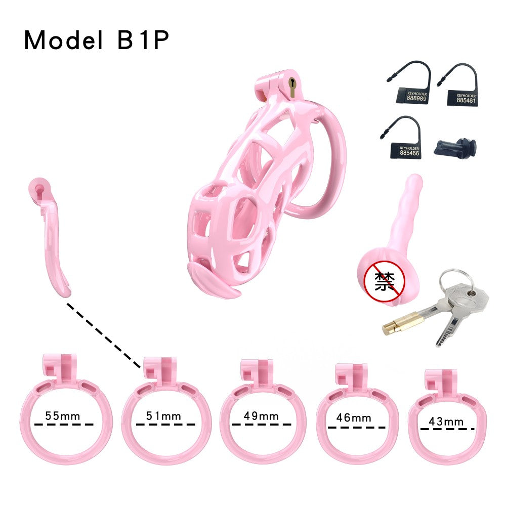 3D Printed Male Chastity Cage with Lock & 5 Rings – Resin Virginity Device for Men