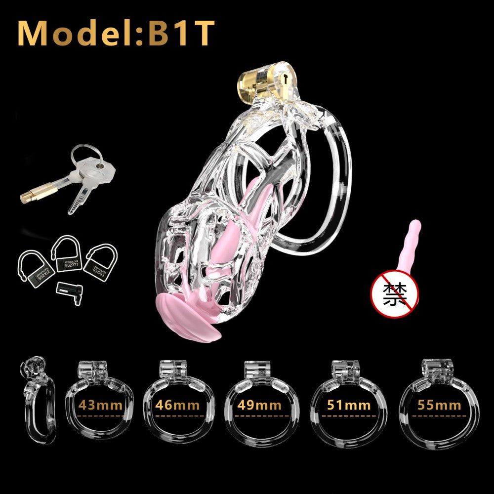 3D Printed Male Chastity Cage with Lock & 5 Rings – Resin Virginity Device for Men