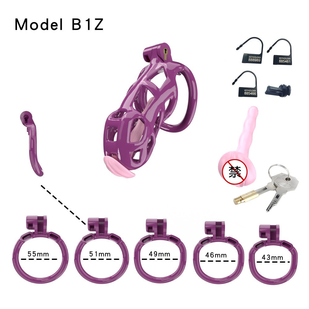 3D Printed Male Chastity Cage with Lock & 5 Rings – Resin Virginity Device for Men