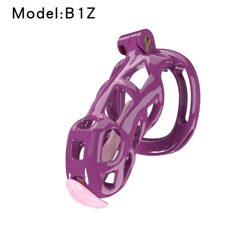 Purple Viper Chastity Cage – 5 Sizes, Wearable Base Ring, Sleek Snake Design