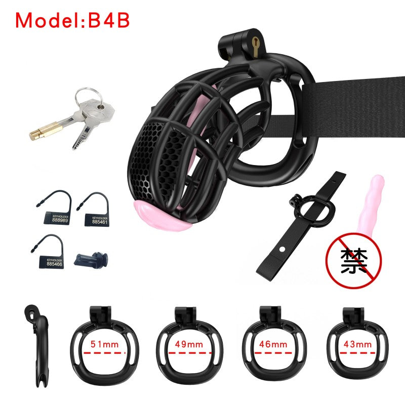 Honeycomb Obedient Chastity Cage – Lightweight Resin, 5 Ring Sizes, Built-in Lock & Strap-Designed Rings