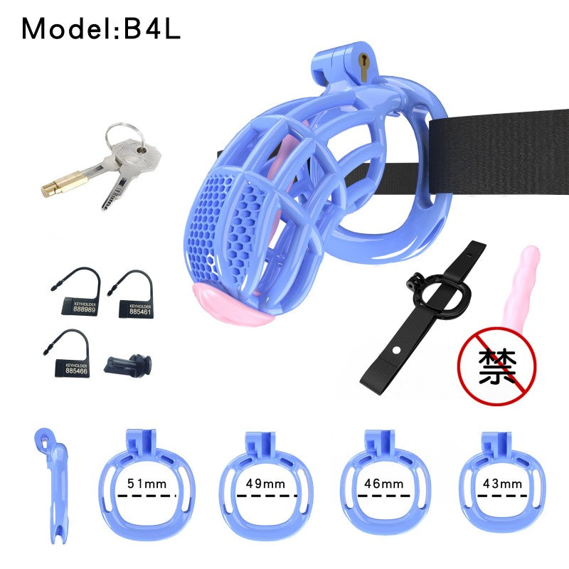 Honeycomb Obedient Chastity Cage – Lightweight Resin, 5 Ring Sizes, Built-in Lock & Strap-Designed Rings