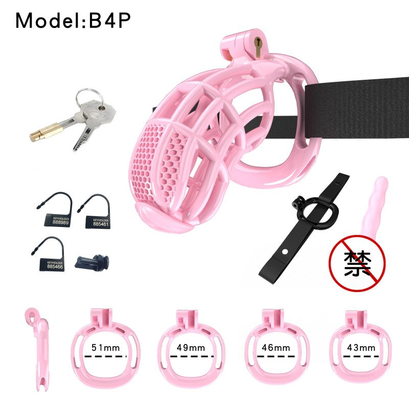 Honeycomb Obedient Chastity Cage – Lightweight Resin, 5 Ring Sizes, Built-in Lock & Strap-Designed Rings