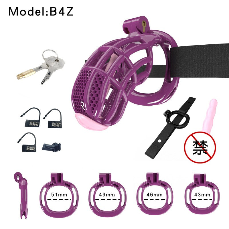 Honeycomb Obedient Chastity Cage – Lightweight Resin, 5 Ring Sizes, Built-in Lock & Strap-Designed Rings