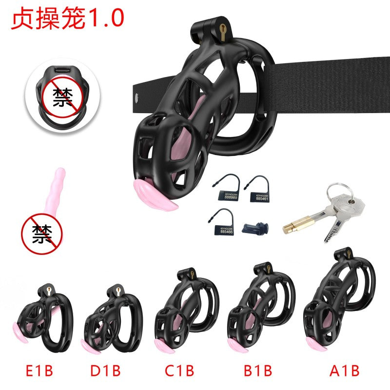 Black Viper Chastity Cage – 5 Sizes Available, Wearable Base Ring Design