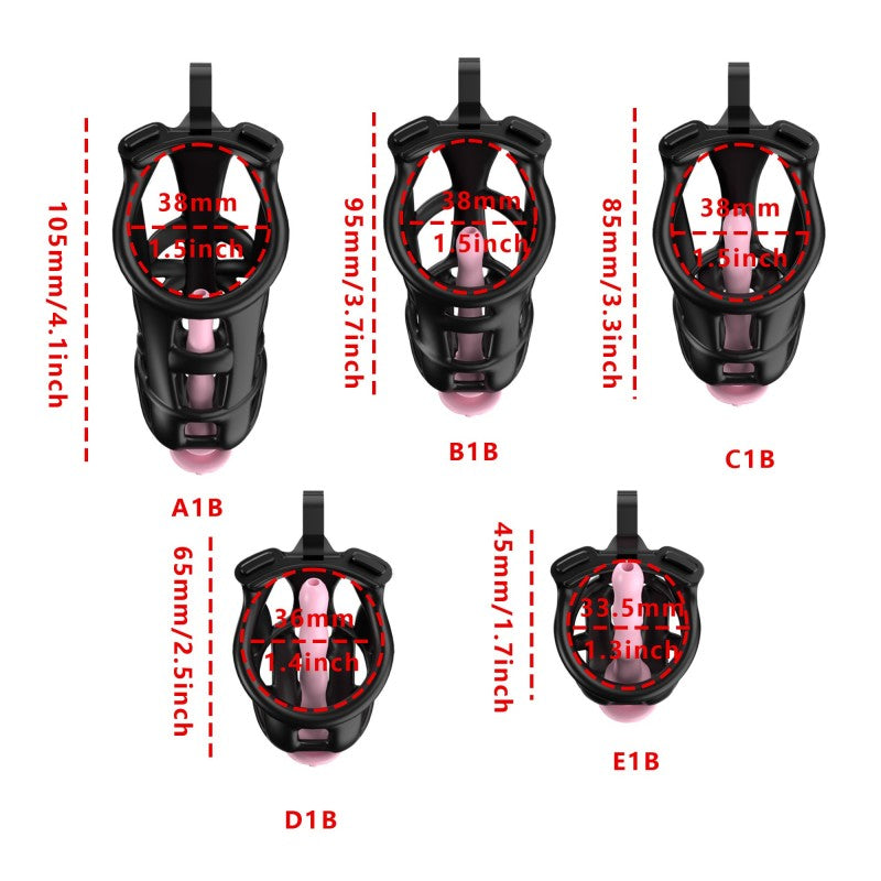3D Printed Male Chastity Cage with Lock & 5 Rings – Resin Virginity Device for Men