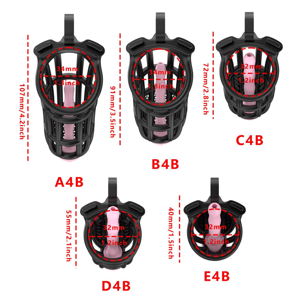 Honeycomb Obedient Chastity Cage – Lightweight Resin, 5 Ring Sizes, Built-in Lock & Strap-Designed Rings