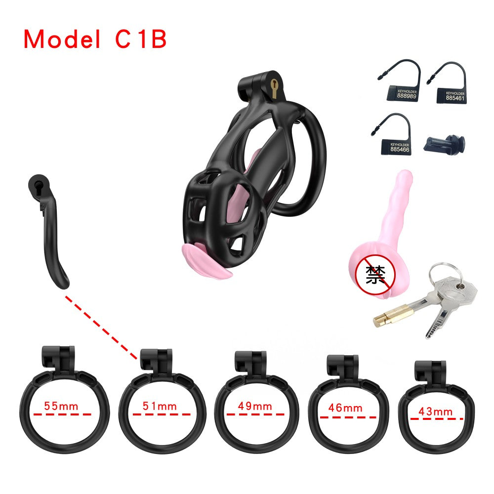 3D Printed Male Chastity Cage with Lock & 5 Rings – Resin Virginity Device for Men