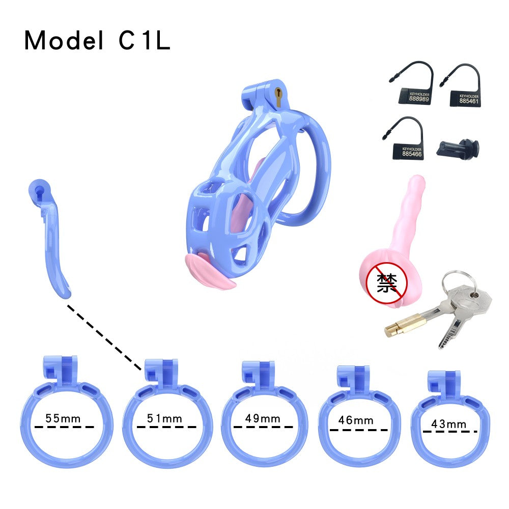3D Printed Male Chastity Cage with Lock & 5 Rings – Resin Virginity Device for Men