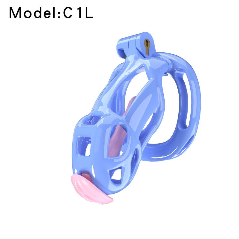 Blue Viper Chastity Cage – 5 Sizes, Wearable Base Ring, Sleek Snake Design