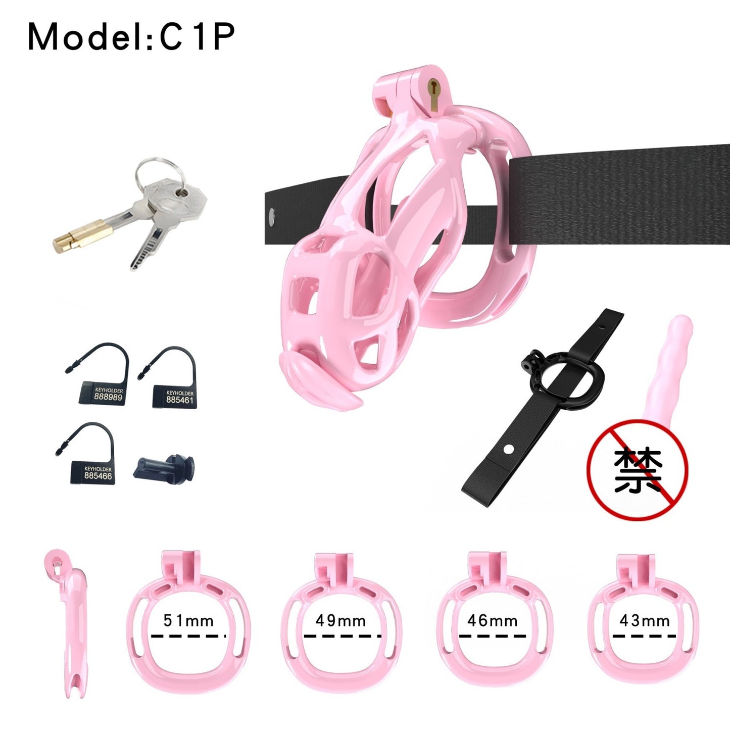 Pink Viper Chastity Cage – 5 Sizes Available, Wearable Base Ring Design