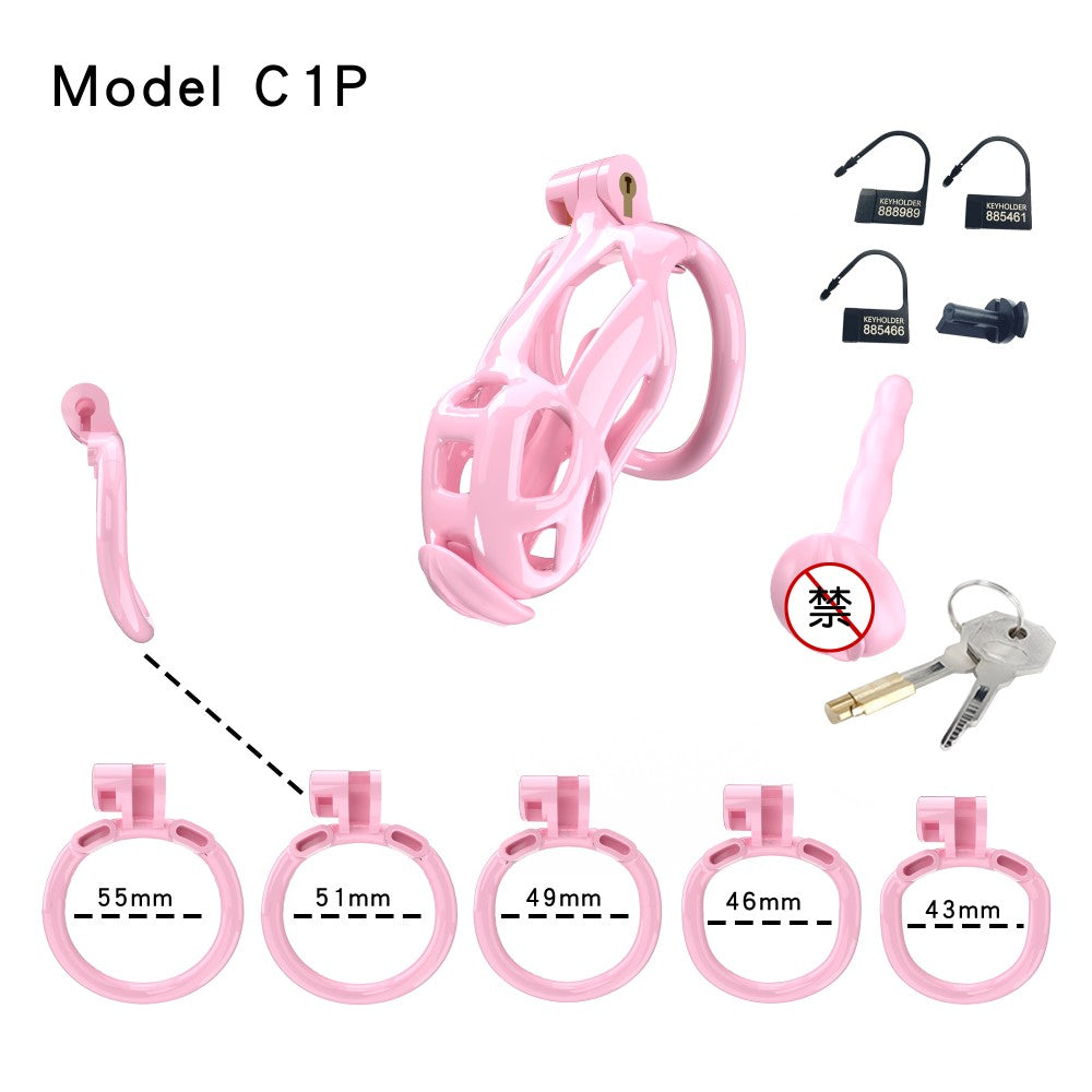 3D Printed Male Chastity Cage with Lock & 5 Rings – Resin Virginity Device for Men