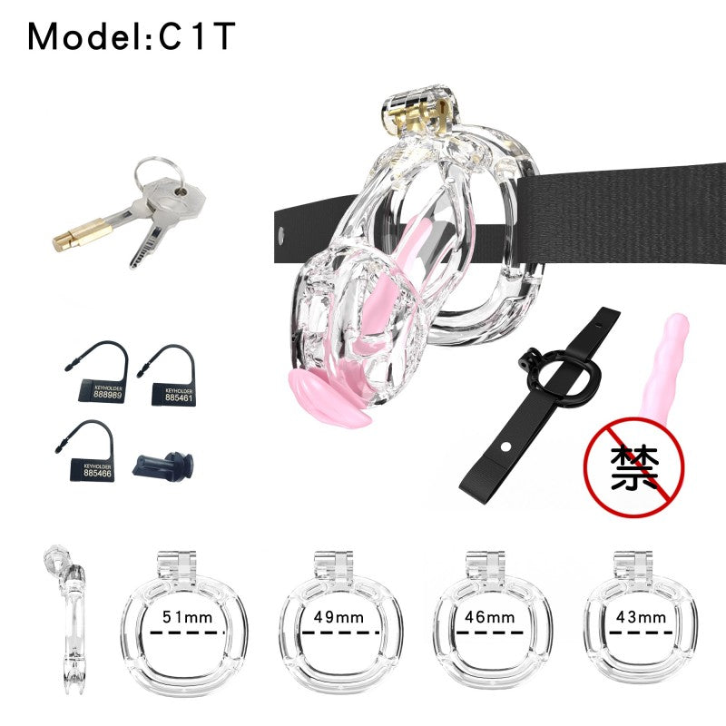 Transparent Viper Chastity Cage – 5 Sizes, Wearable Ring Design, Sleek Fit