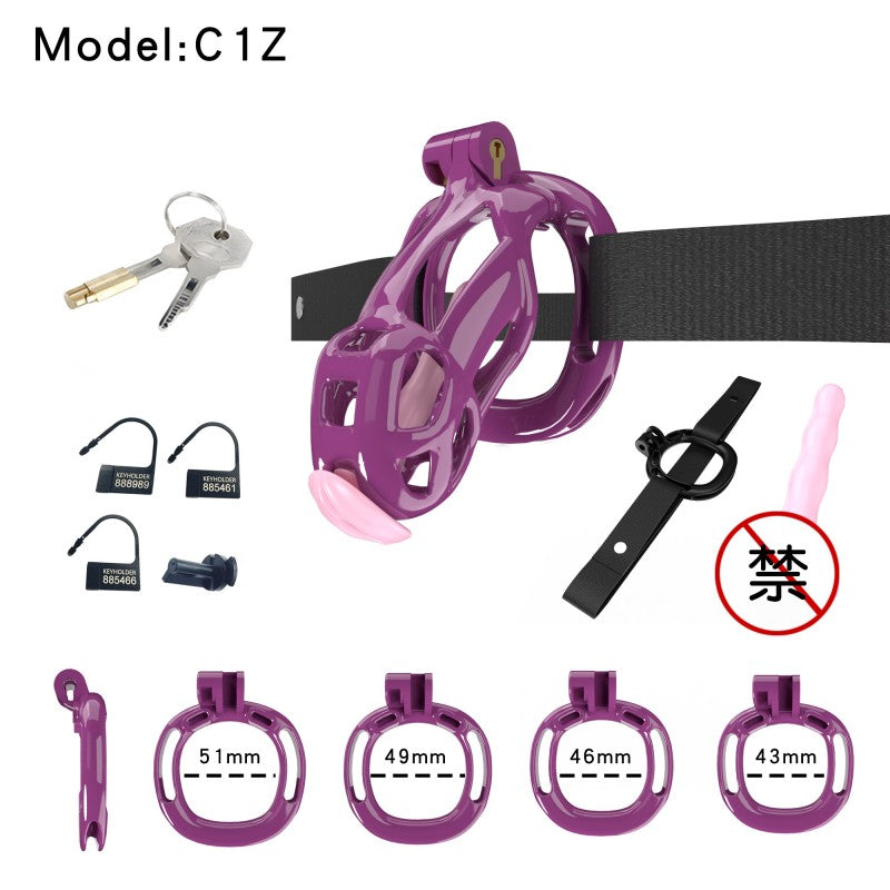 Purple Viper Chastity Cage – 5 Sizes, Wearable Base Ring, Sleek Snake Design