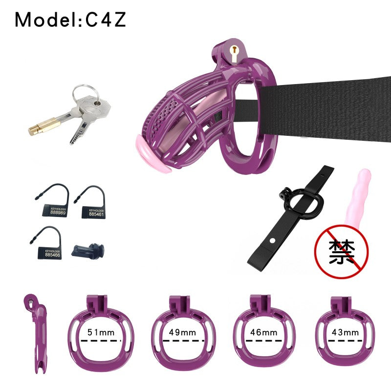 Honeycomb Obedient Chastity Cage – Lightweight Resin, 5 Ring Sizes, Built-in Lock & Strap-Designed Rings