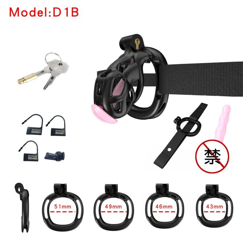 Black Viper Chastity Cage – 5 Sizes Available, Wearable Base Ring Design
