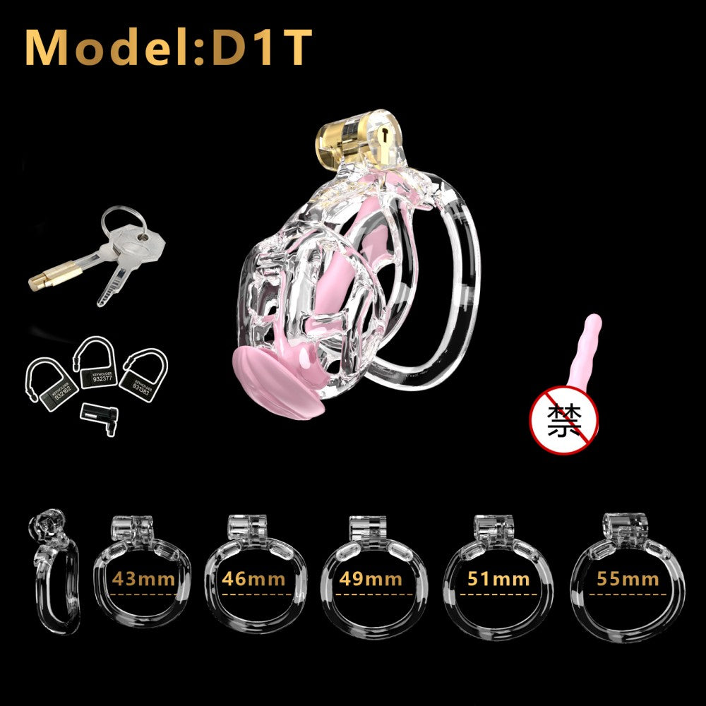 3D Printed Male Chastity Cage with Lock & 5 Rings – Resin Virginity Device for Men