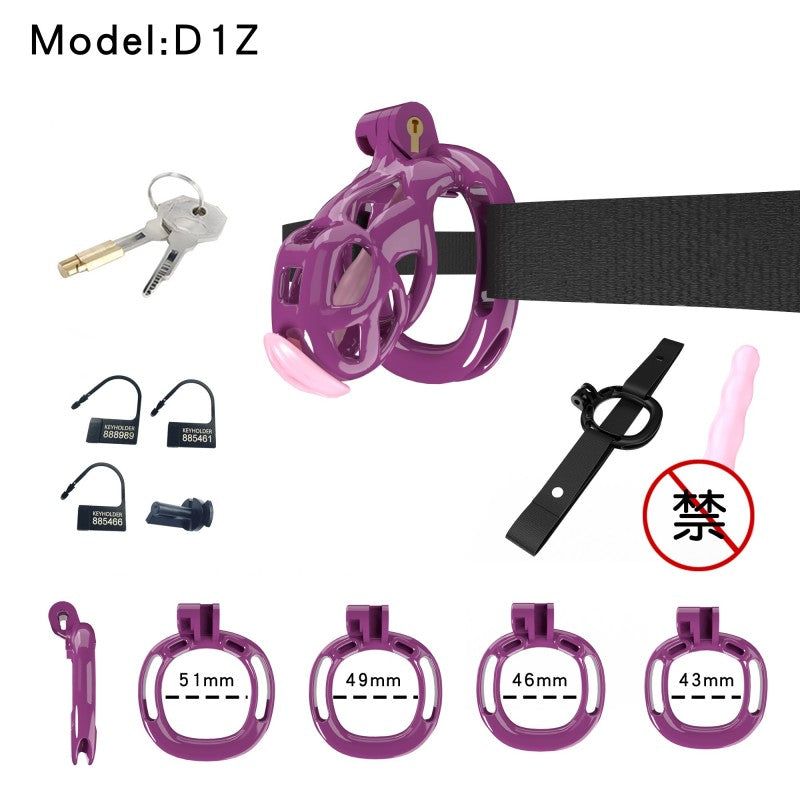 Purple Viper Chastity Cage – 5 Sizes, Wearable Base Ring, Sleek Snake Design