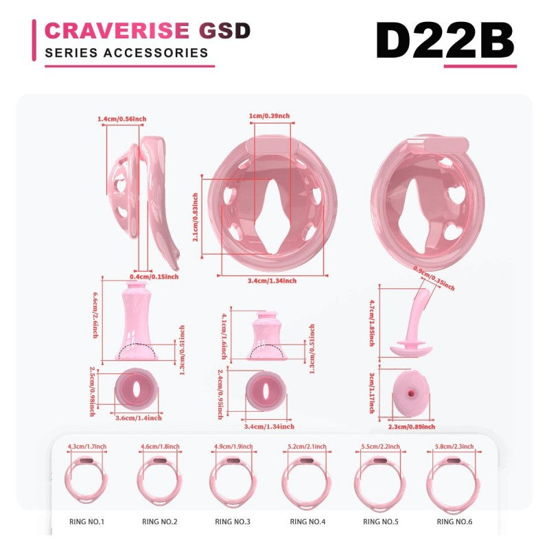 GSD D22B heart-cutout head cage accessory size and configuration diagram