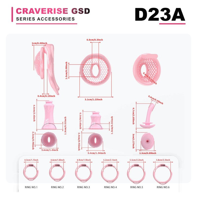 GSD D23A perforated head cage accessory size and configuration diagram
