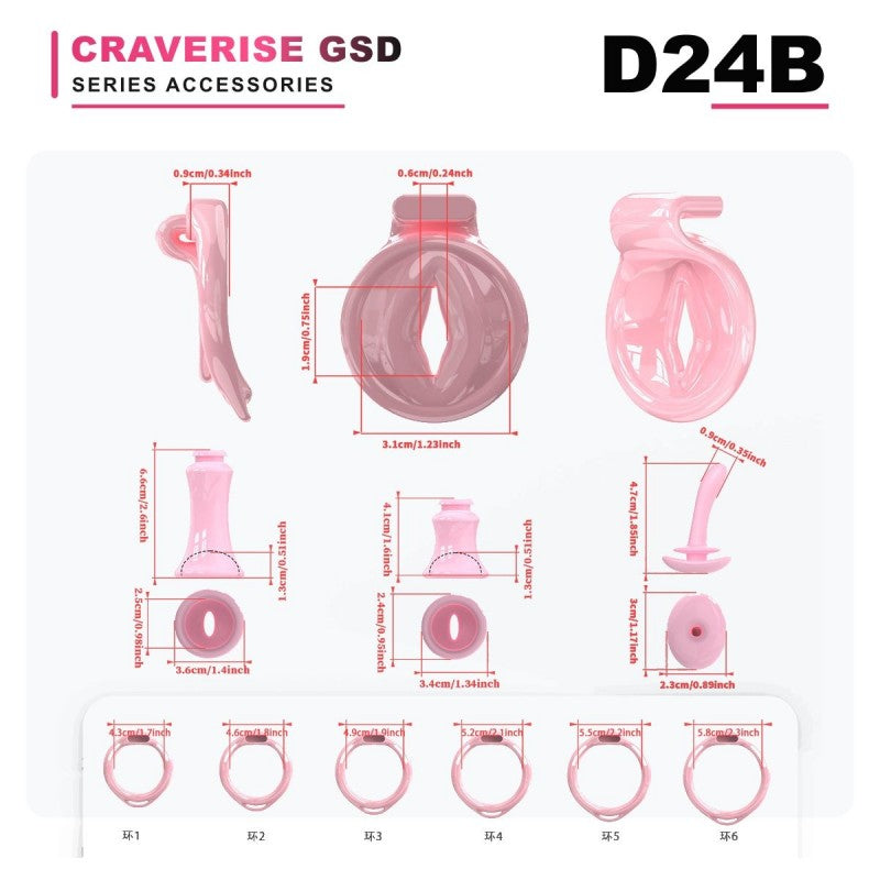 GSD D24B open oval head cage accessory size and configuration diagram