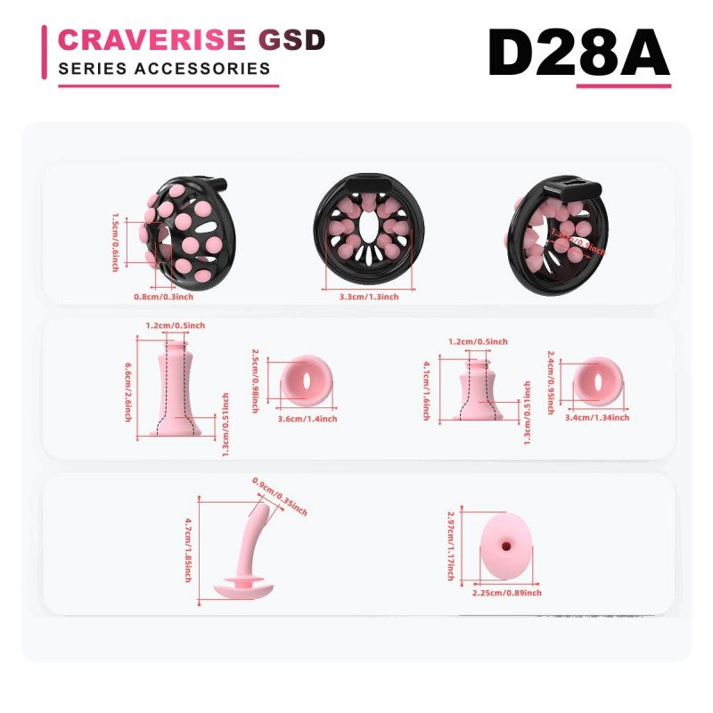 GSD D28A studded openwork head cage accessory size and configuration diagram
