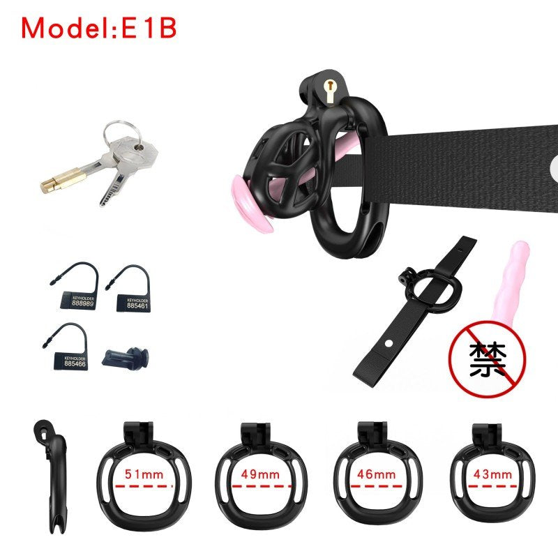Black Viper Chastity Cage – 5 Sizes Available, Wearable Base Ring Design