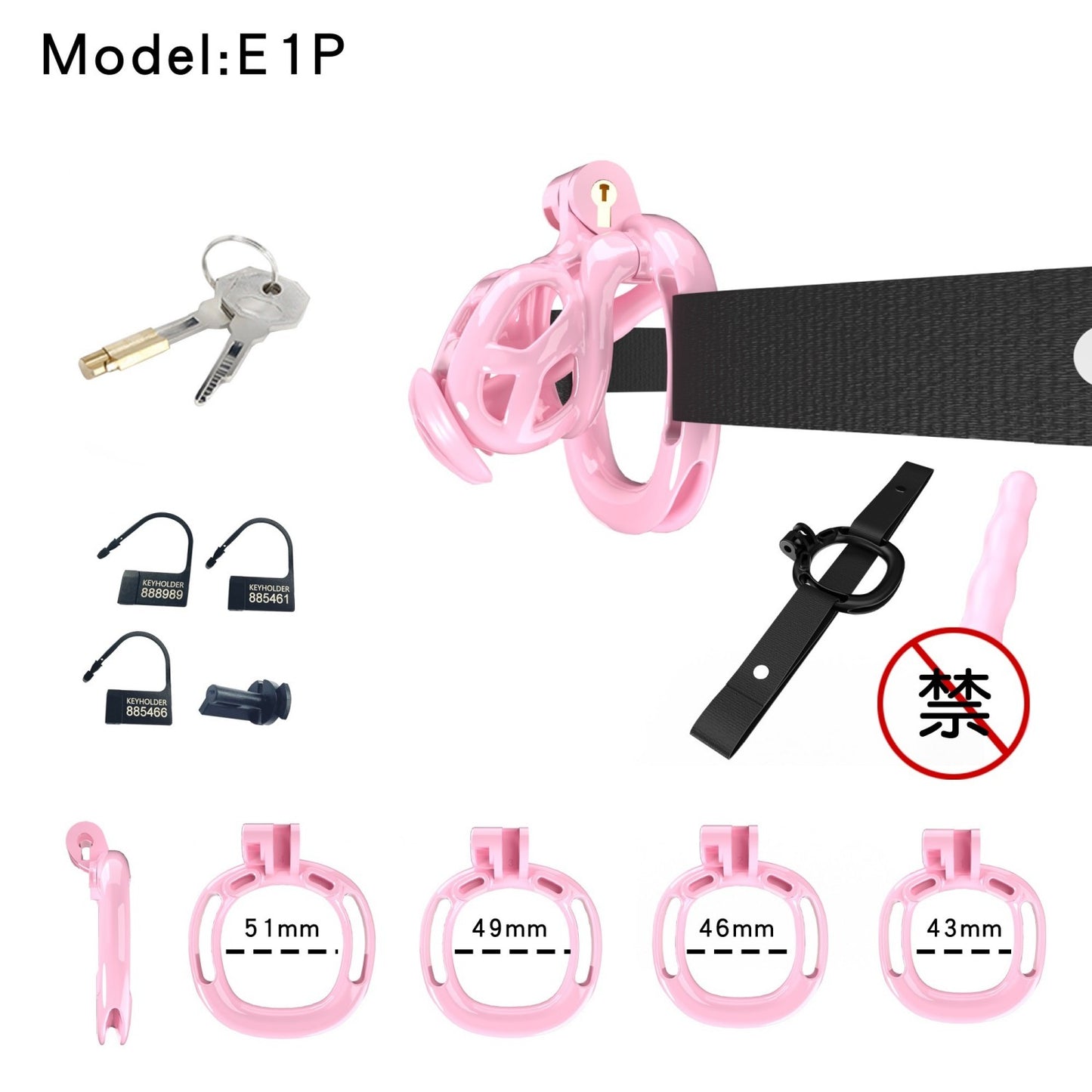 Pink Viper Chastity Cage – 5 Sizes Available, Wearable Base Ring Design