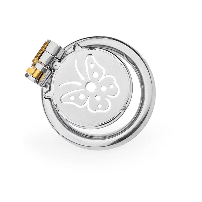 JAULA DE CASTIDAD PLANA DE METAL CON MARIPOSA