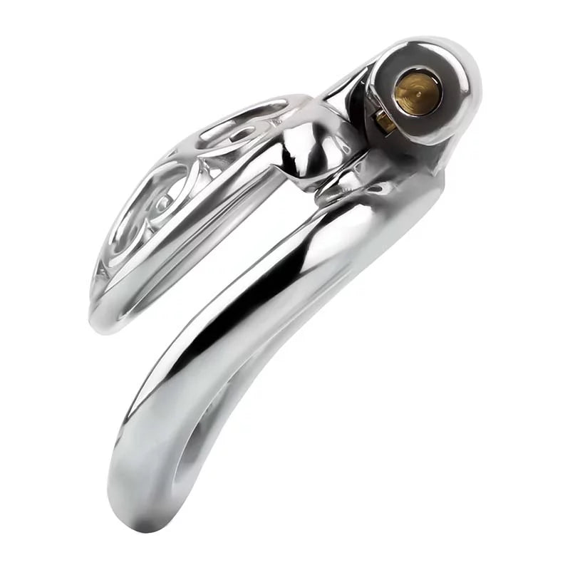 Metal Flat Chastity Cage for Men with Heart Detailing
